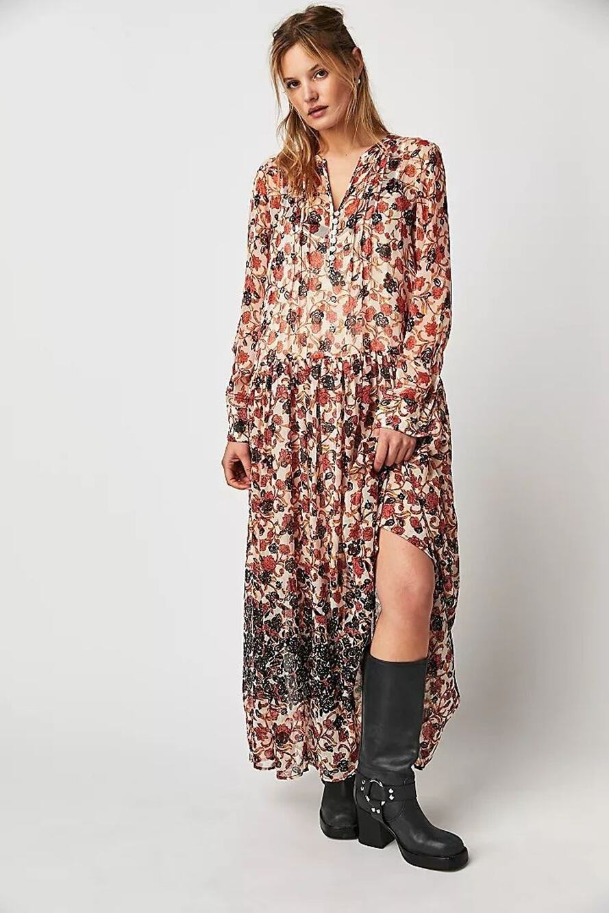 New Free People See It Through Dress $168 X-SMALL Tea Combo Floral